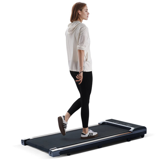 2-in-1 Under Desk Walking Pad Treadmill with Remote - Lightweight & Adjustable Speed for Home Office Fitness